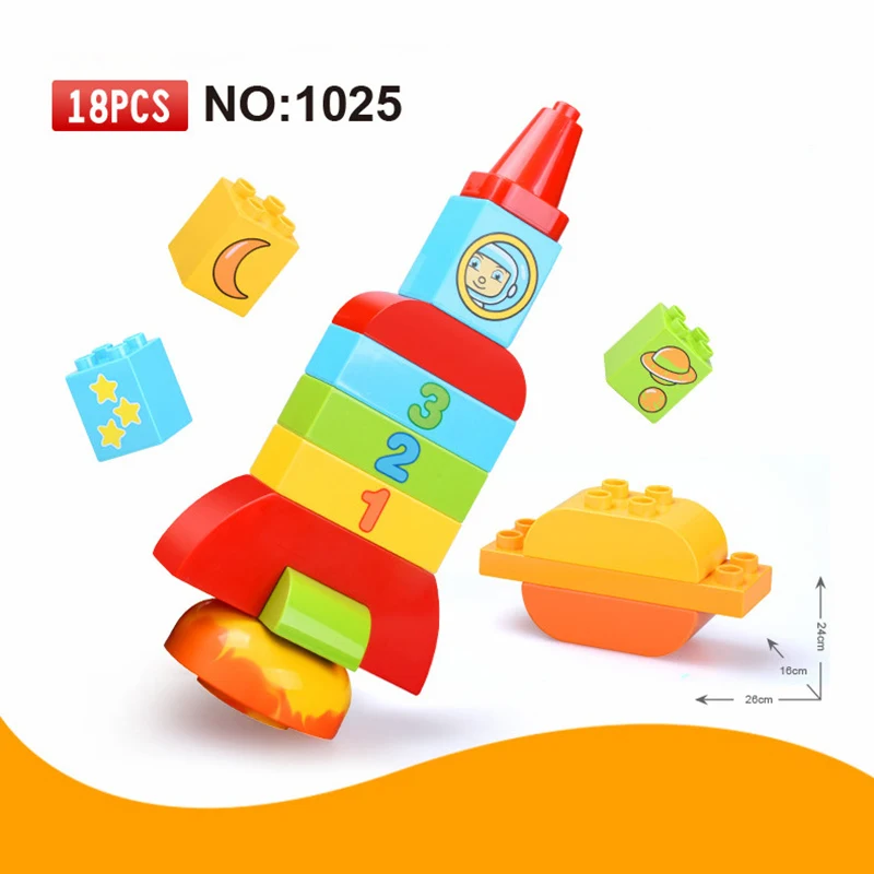 18pcs Numbers rocket Big Size Building Blocks Kids BABY DIY Educational Large Bricks Toys Compatible duploe Children's Gifts baby-building-blocks : image 18pcs Numbers rocket Big Size Building Blocks Kids BABY DIY Educational Large Bricks Toys Compatible duploe Children's Gifts baby-building-blocks