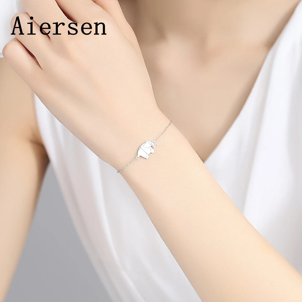 

Aiersen 2018 Women Elephant Simple Pure S925 Bracelet Girl Lovely 925 Sliver Bracelet Valentines Gift Jewelry Bileklik Bayan