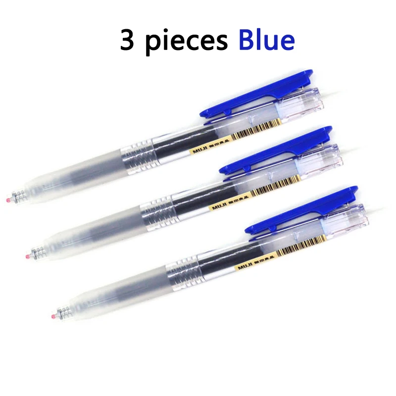 3 шт./партия MUJI гелевая ручка, черные, синие, красные чернила, гладкий пресс, набор шариковых ручек, Офисные, школьные, стационарные, специальные - Цвет: 3 pieces blue