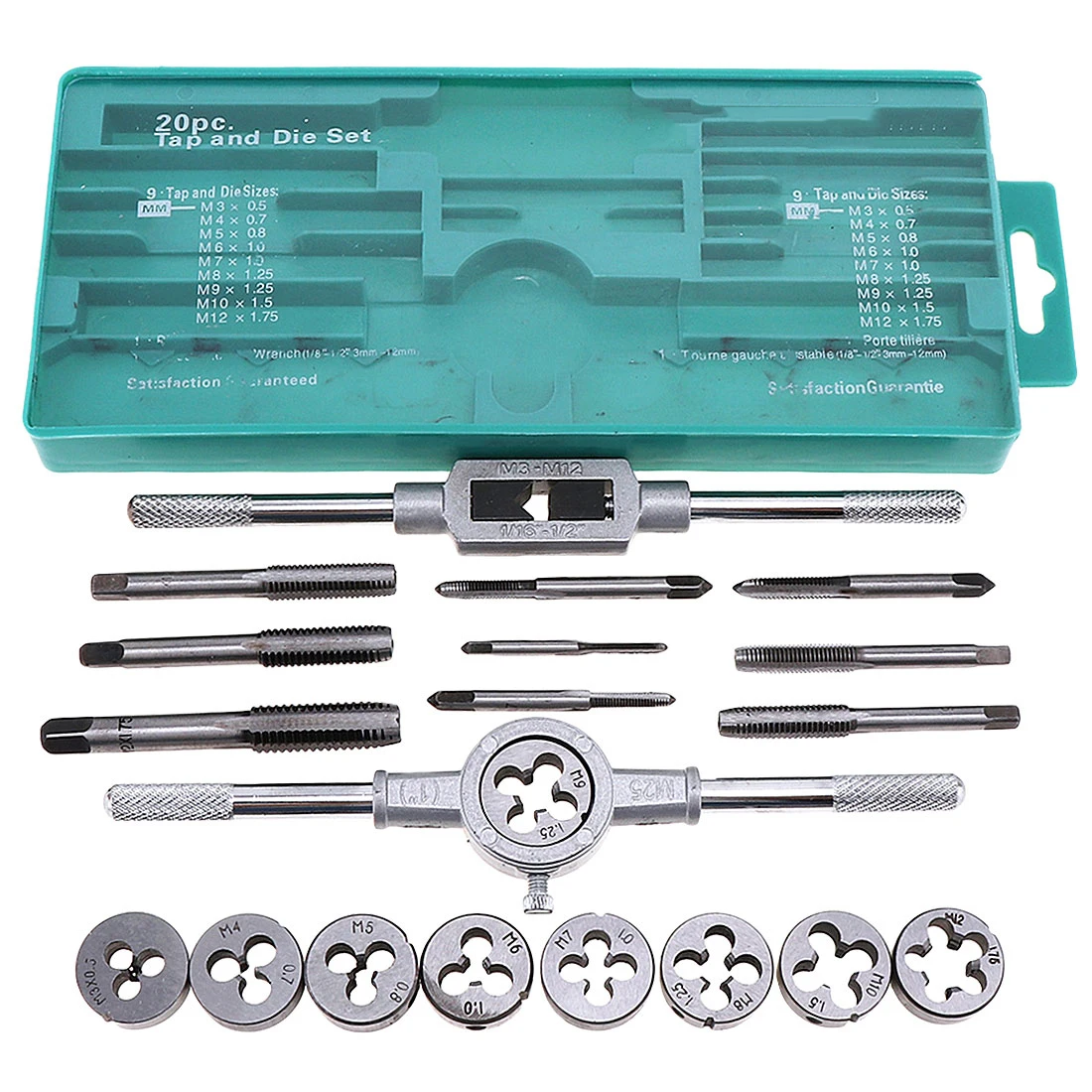 

20pcs/set Metric Tap Dies Set 1/16''--1/2'' NC Screw Thread Plugs Taps Alloy Steel Hand Screw Taps Hand Tools