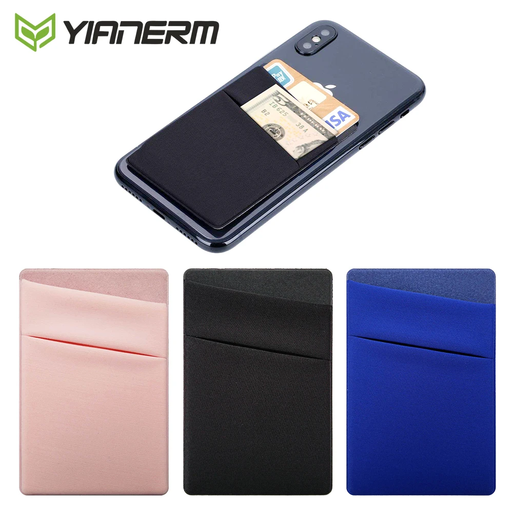 Kopen Yianerm Telefoon Case Wallet Credit Bus Kaart Dual Layer Pocket 3 m Sticky Notes Telefoon Pouch Voor voor iPhone, galaxy Note, Xiaomi, Huawei