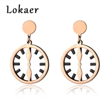 Lokaer пистолет черный и розовое золото цвет часы форма 2 слоя серьги Нержавеющая сталь Ювелирные изделия Aretes De Mujer для женщин подарок E18093
