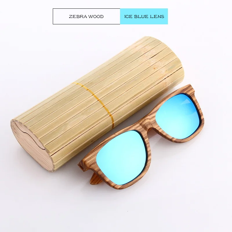KITHDIA, деревянные солнцезащитные очки, поляризационные, для мужчин, бамбуковый чехол, для женщин, фирменный дизайн, винтажные, деревянные, солнцезащитные очки, Oculos de sol masculino - Цвет линз: 2