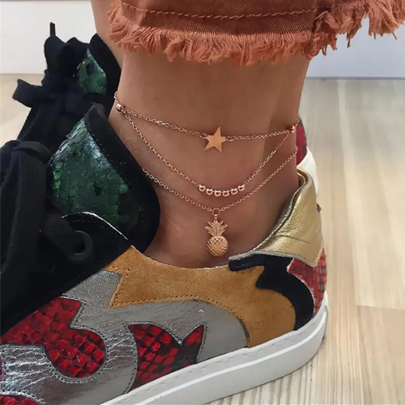

Ankle Chain Pineapple Pendant Anklet Beaded 2019 Summer Beach Foot Jewelry Fashion Style Ankle Bracelets For Women