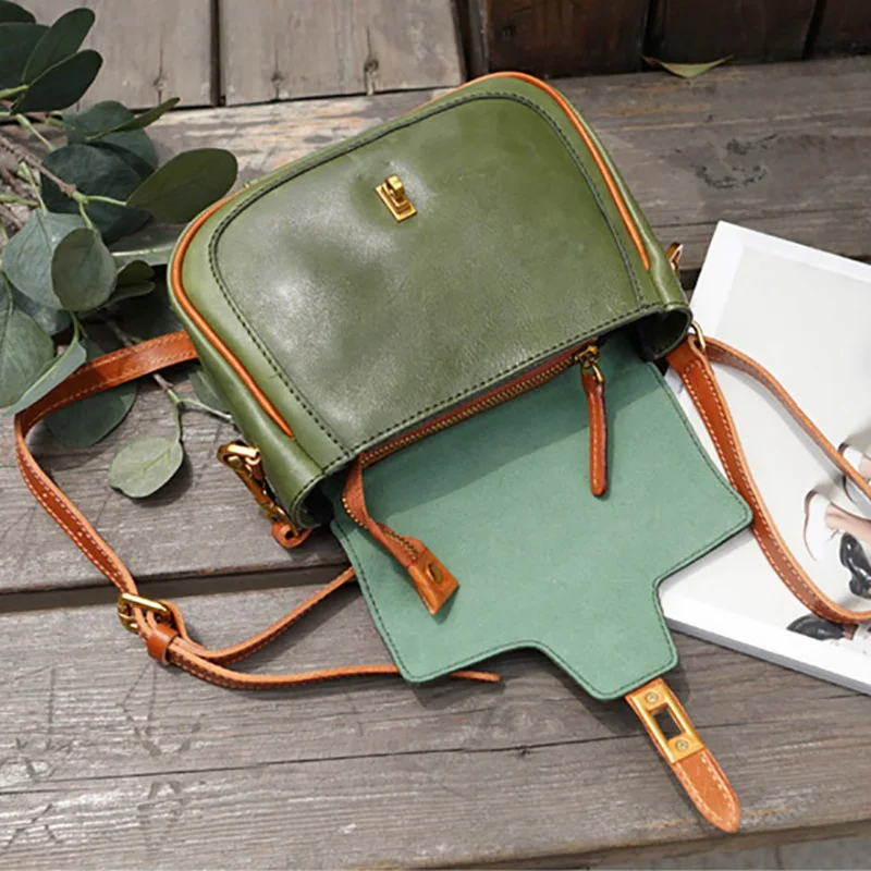 AETOO Handmade color Singles shoulder bag, cowhide crossbody bag, small retro do old Mori saddle bag
