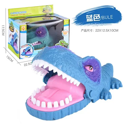 Креативные розыгрыши динозавр стоматологическая игра игрушка рот зуб аллигатор кусает руку семейные игры классические кусающие пальчиковые игрушки - Цвет: Blue