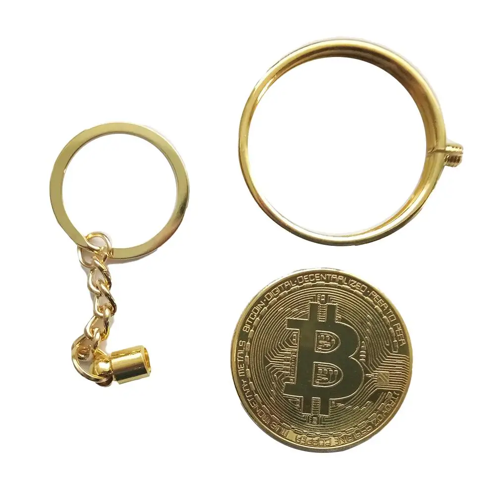 Removable Gold Plated DIY Bitcoin Keychain BTC Coin Art Collection Commemorative Coin Bitcoin Litecoin Ether Gift