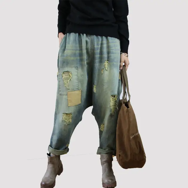 Us28 50Off Palazzo 95 Women Denim In Loose Pants Pantalones Jeans Baggy Hippie Vintage Mujer Blue Ripped cowboy Cargo For Trousers Boho He2WE9bDIY