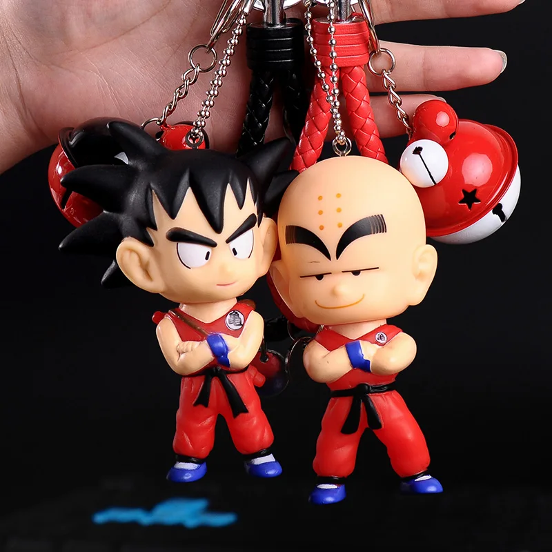 

Cute Anime Llavero Dragon Ball Monkey Keychain Goku PVC Key Chain Leather Rope Key Ring Pompon Fur Pom Pom KeyChains Bag Pendant