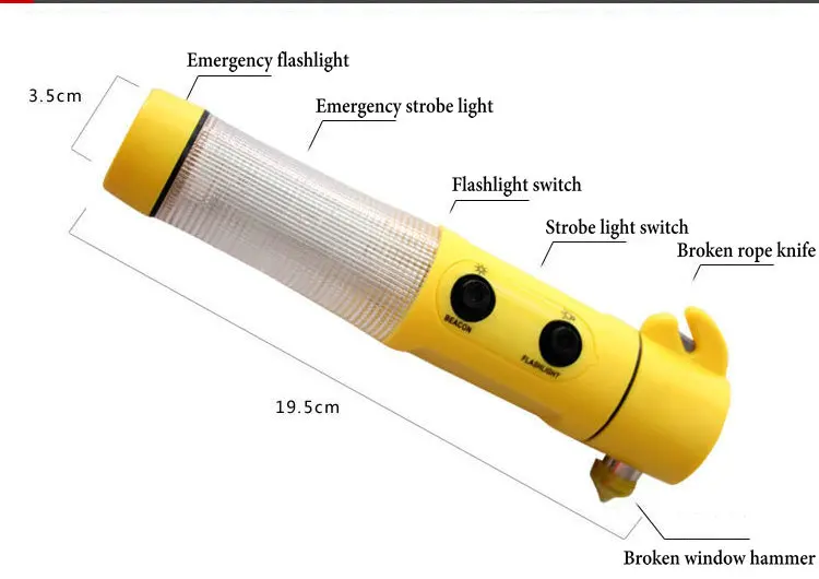 4-в-1 автомобильный молоток безопасности магнитный Многофункциональный бликов карманного электрического фонарика аварийный молоток безопасности побег необходимые инструменты