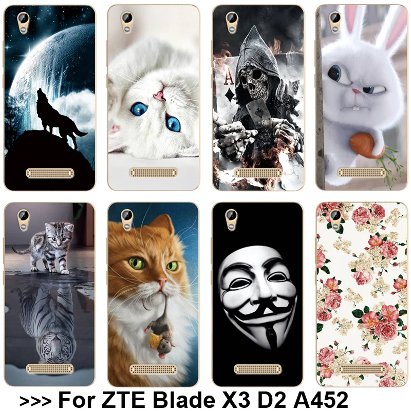 Various Patterned Case For ZTE Blade X3 D2 A452 T620 Soft TPU A 452 T 620 5&quot Phone Back Cover |