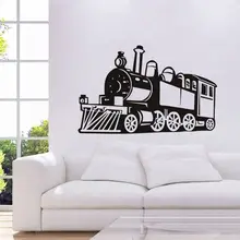 Old Fashion Train Vinyl Wall Stickers Removable Wall Decal Steam Train Wall Sticker Decoration Kids Boys Room Mural Poster SA554