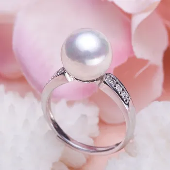 

Women Gift word 925 Sterling real [beautiful] pearl shell pearl pearl ring Nanyang Mother Pearl 925 Post Party, Luxury Dubai