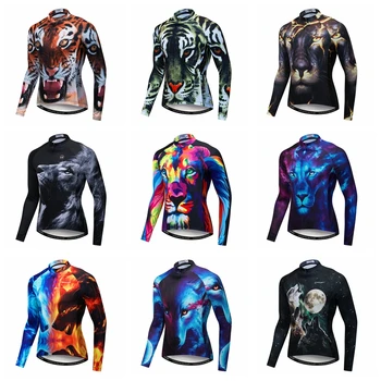 

3D Printing Wolf Tiger lion Cycling Jersey Long Sleeve Autumn Racing Bicycle Cycling Clothing Spring Breathable MTB Bike Jersey