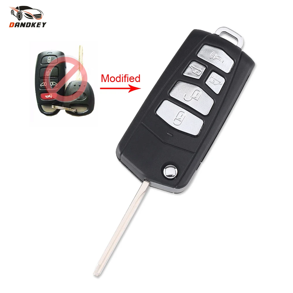 

DANDKEY Flip Folding Key Case Cover For Hyundai For KIA Remote Key Shell 5 Button Key Fob Modified Key Shell