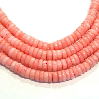 

JYX Wholesale 4x9mm Flat Pink colored sea bamboo Coral Beads Loose String Strands DIY Handmade Gemstone 16"