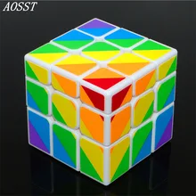 

(AOSST)Multicolor 3x3x3 Fluorescent sticker Cube Professional Speed Twist Puzzle ABS Magico Professional Educational Child Toys