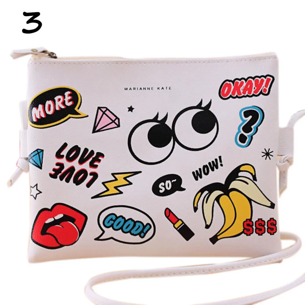 

1PCS Hot Cartoon Graffiti Printed Women Handbag Mini Crossbody Shoulder Bag Lady Daily Purses Clutches Girls Flap Bag