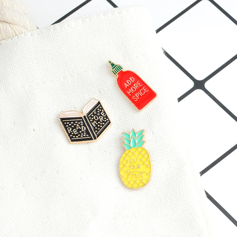 

LNRRABC Korean 1PC Alloy Book Pineapple Bottle Creative Brooches Scarf Cute Free Shipping Hot Sale Business Suit Bags Sweater
