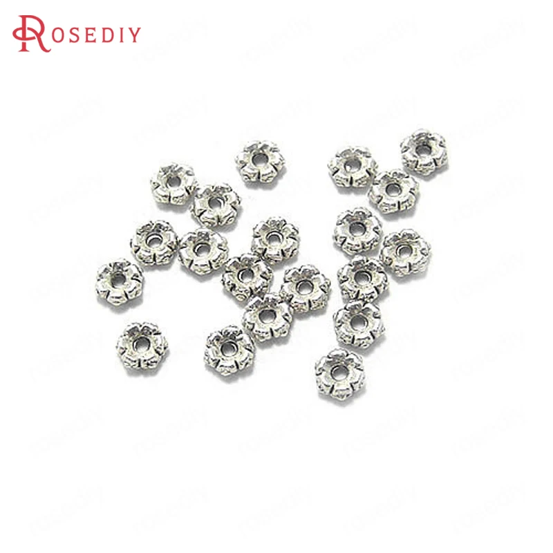 

(12812)100PCS 5MM Antique Silver Zinc Alloy Flower Spacer Beads Bracelet Beads Jewelry Findings Accessories