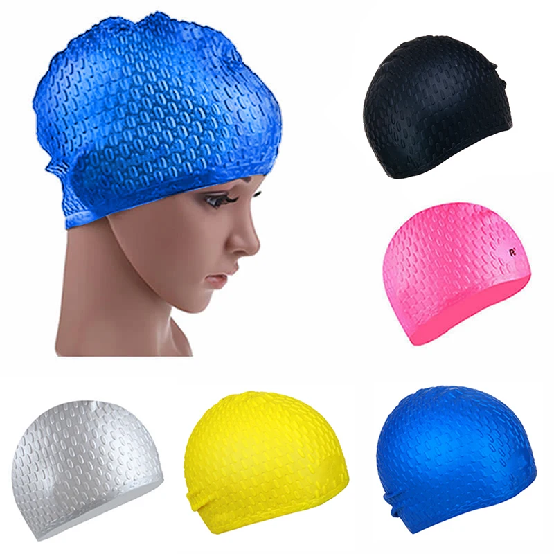 

6 Colors Waterproof Silicone Swim Cap Hat for Girls Ladies Women Caps Long Hair With Ear Cup Swiming With Ear Cup Candy Color