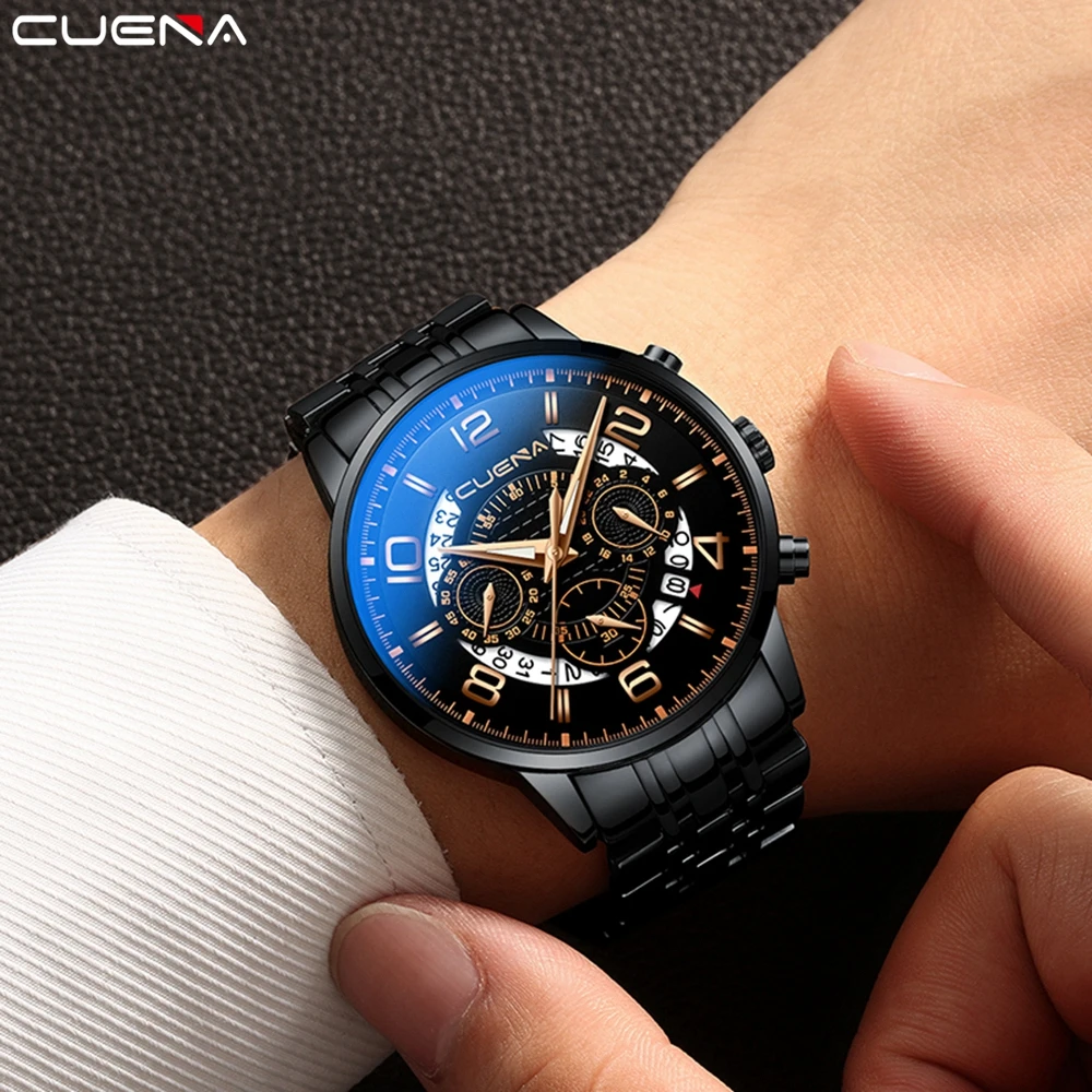 Luxury Watches For Man Fashion Sport Stainless Steel Wrist Watch Chronograph Quartz Clock Horloge Waterdicht Heren With Calendar