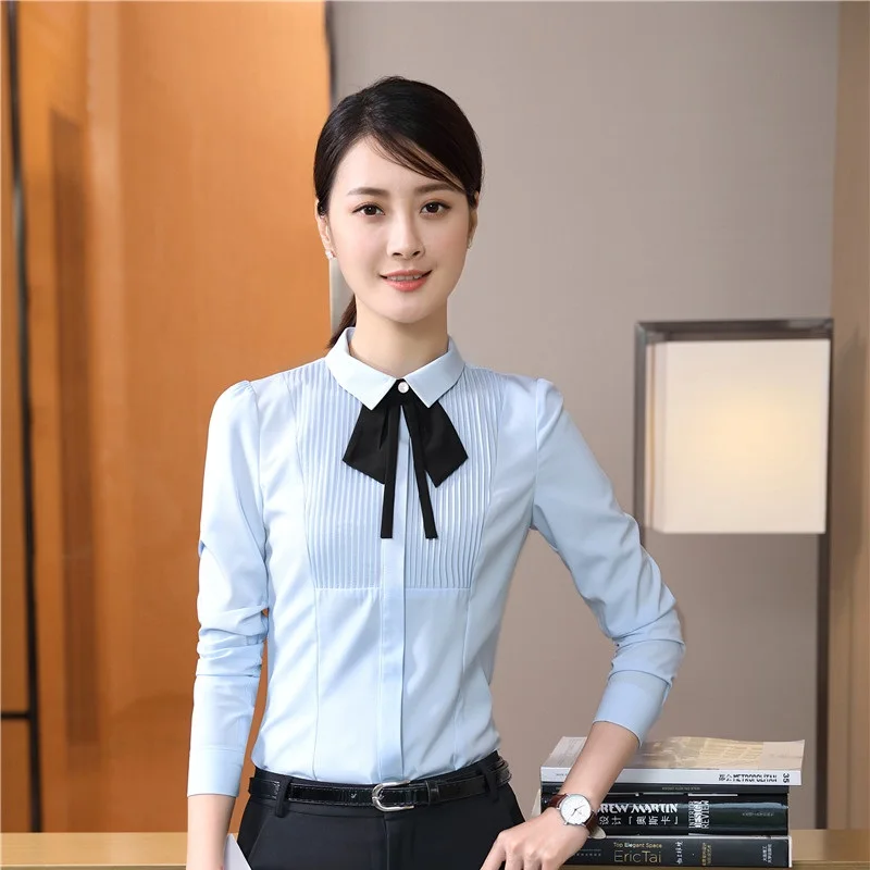 

Elegant White Long Sleeve Slim Shirts & Blouses For Ladies Work Wear Blusas Femininas Female Tops Clothes Plus Size Fall Winter