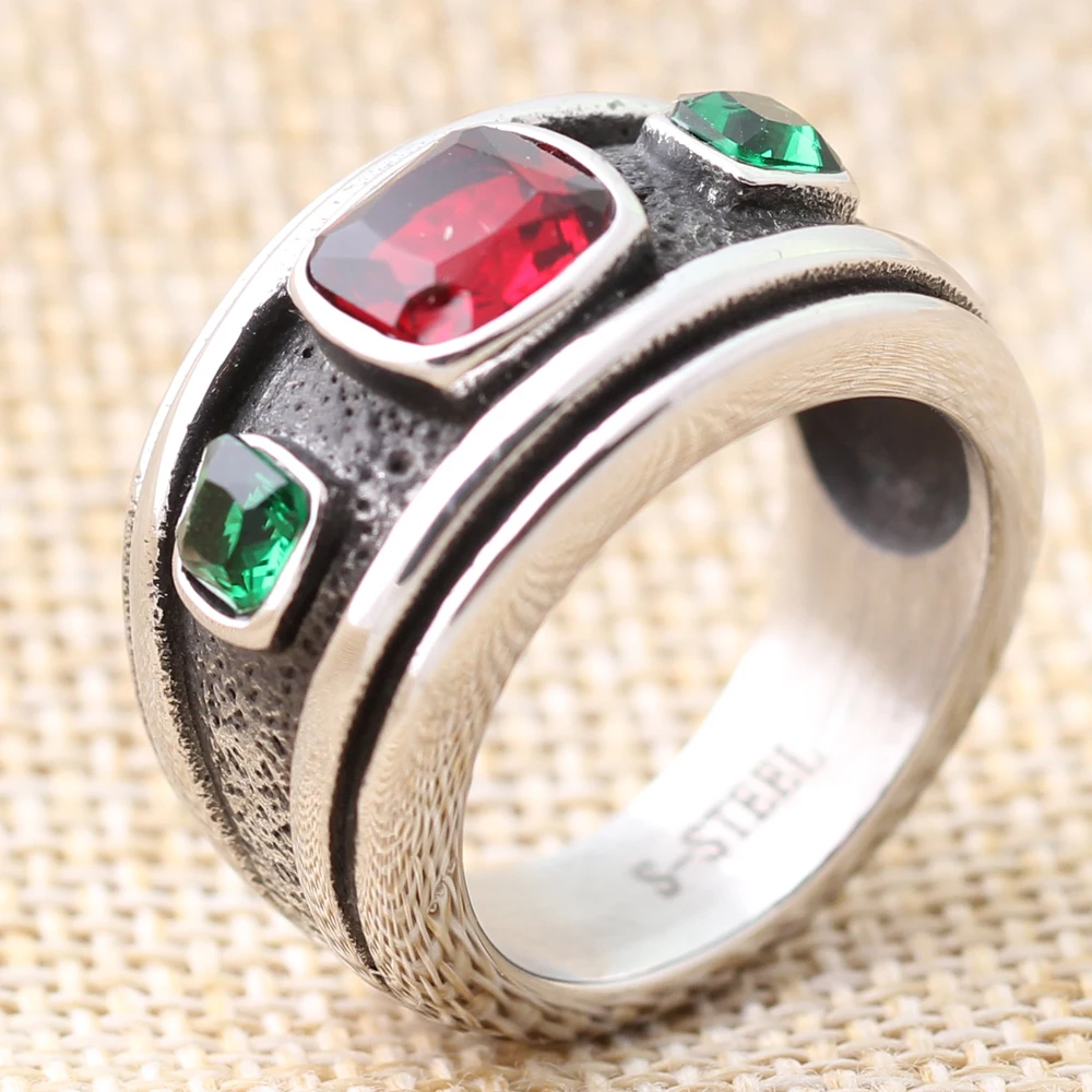 Винтажное кольцо из нержавеющей стали с серебряным покрытием и 3 драгоценными фианитами и кристаллами Ретро Кольца для женщин размер 6,7, 8,9