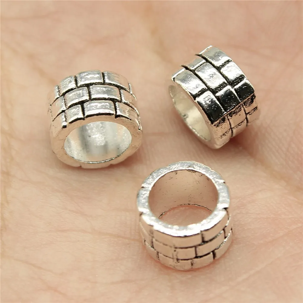 

European Big Hole Beads Spacer Beads For DIY Jewelry Making Jewelry Finding 20pcs Antique Silver Plated 9x9x6mm