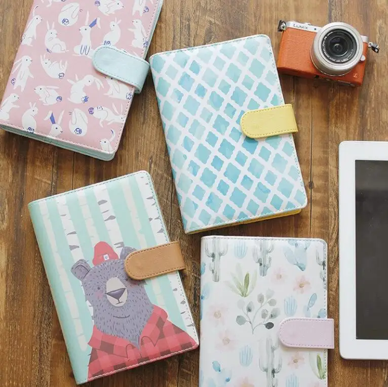 

High quality A6 Notebook Diary Free shipping mini planner with rings binder agenda kawaii stationery hasp planner memo pad gift