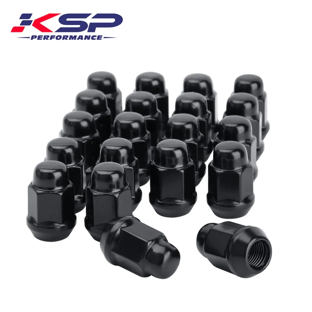 24 Lug Nuts Bulge Acorn 12x1.5 Black 19mm Hex for Toyota 4Runner Chevrolet 6-Lug