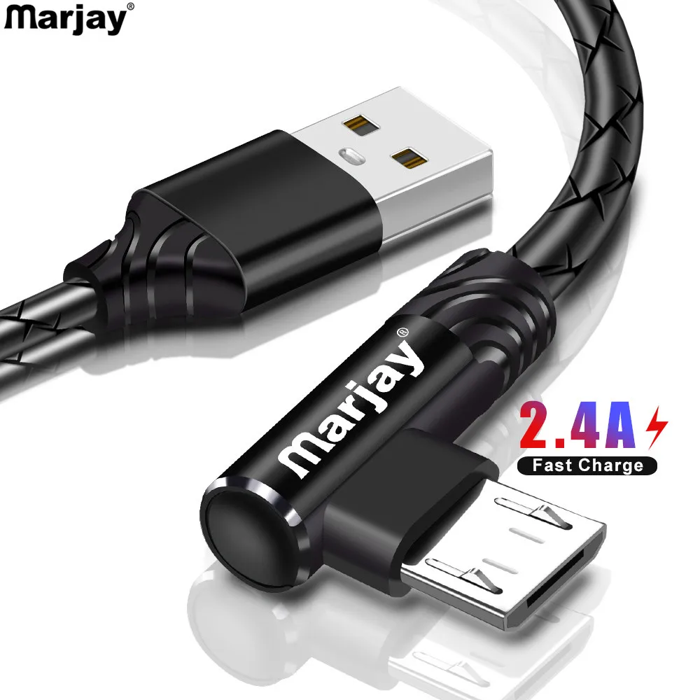 Marjay 90 градусов микро USB кабель для huawei мобильного телефона Кабели для Samsung Galaxy A9 Pro USB кабель Зарядное устройство Шнур для Xiaomi