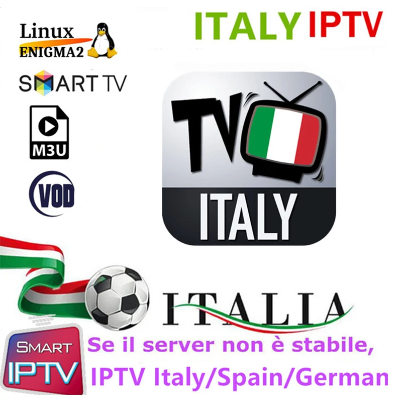 

Italy IPTV Subscription Iptv UK German French Albania Mediaset Premium For Android Box Enigma2 Smart TV PC Linux M3u