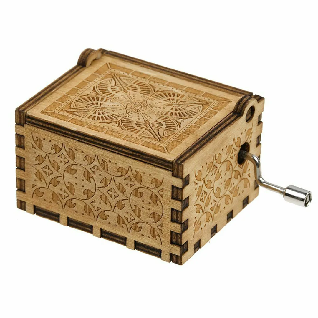 1 pc de tipo antiguo tallado a mano caja de música papá a hija \