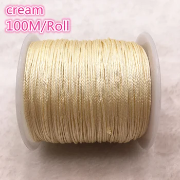 

100M/Roll 0.8mm Cream Nylon Cord Thread Chinese Knot Macrame Cord Bracelet Braided String DIY Beading Thread #00M