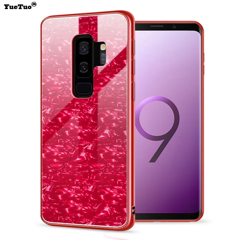 YueTuo Блестящий стеклянный мраморный чехол для Samsung Galaxy s8 s9 s10 plus lite s 8 9 s8plus s9plus