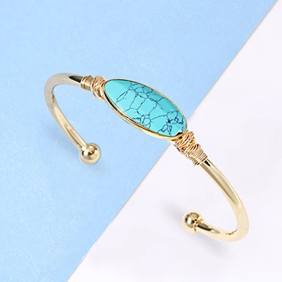 Бренд Bojiu, Женские Ювелирные изделия, женские браслеты, женские браслеты из натурального камня с металлическим трендовым браслетом для женщин BR032 - Окраска металла: blue