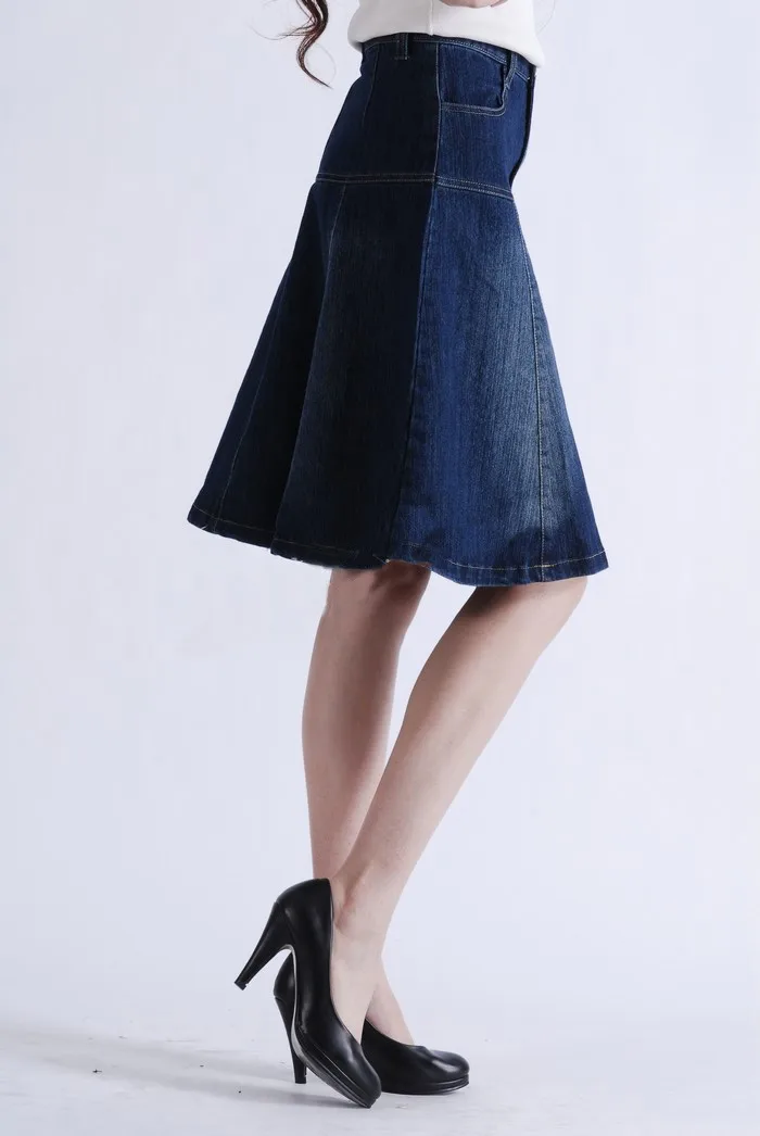 Джинсовые гофрированные юбки с карманами размера плюс XS-6XL, 7XL, женская одежда, джинсовые юбки трапециевидной формы до колена с высокой талией для девочек CD33