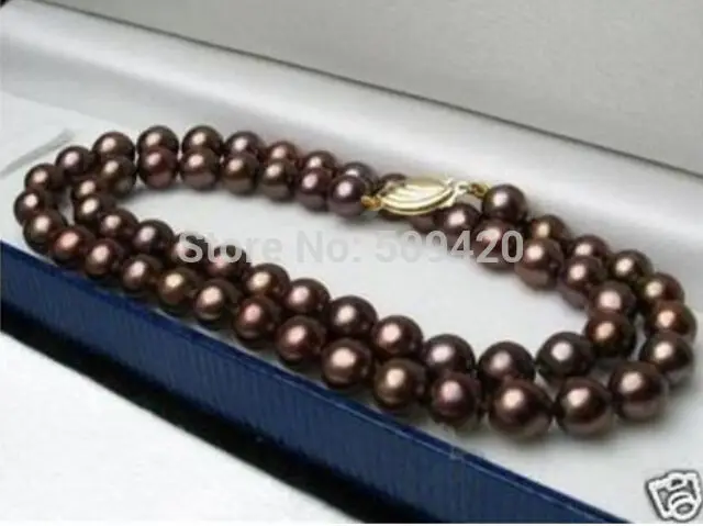 

Wholesale>Charming! 8mm Brown shell Pearl Jewelry Necklace 18
