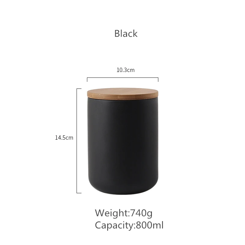 S, m, l, нордический резервуар для хранения кофе, Кухонный Контейнер для хранения,, сахарная пряность для чая, банка с крышками, керамические бутылки для хранения и банки - Цвет: black- m size