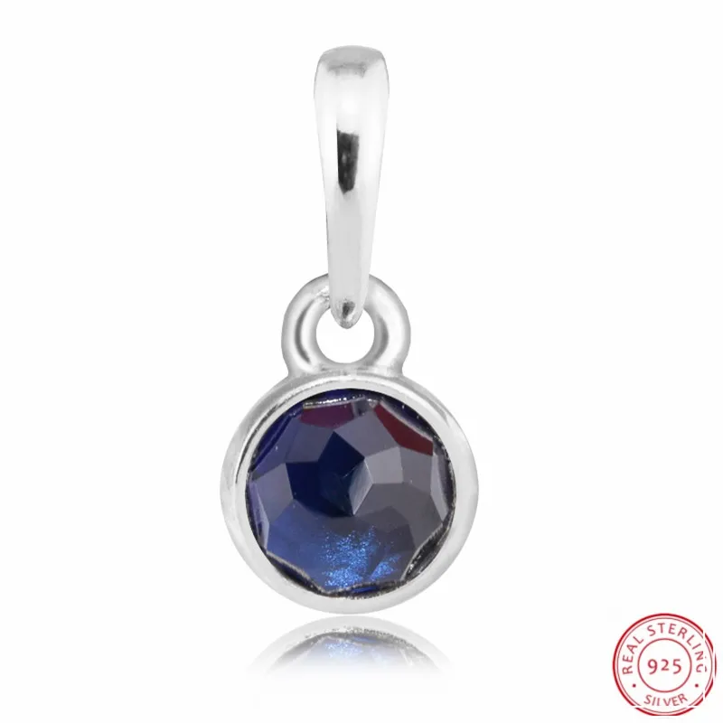 

Blue Sapphire September Droplet Necklace Pendant Beads for Jewelry Making DIY Fit PANDORA Charms Silver 925 Original FL506-9