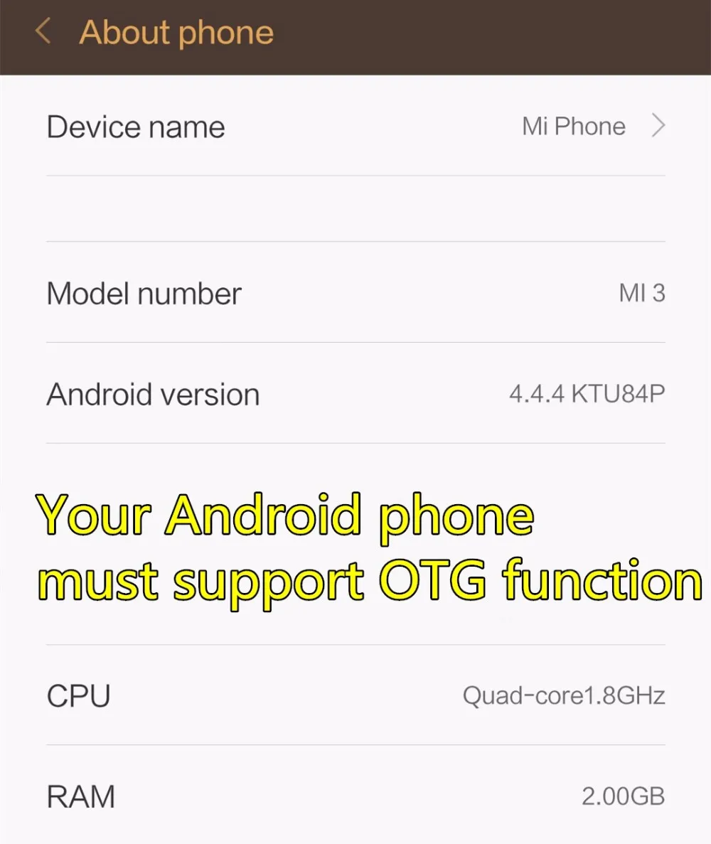 screenshot Android phone must support OTG function