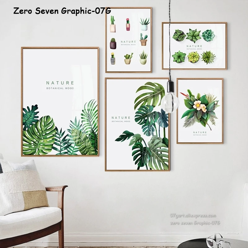

07G Nordic Green Tropical Plant A4 A3 Canvas Painting Posters And Prints Wall Pictures Of Living Room Home Art Decoration Mural