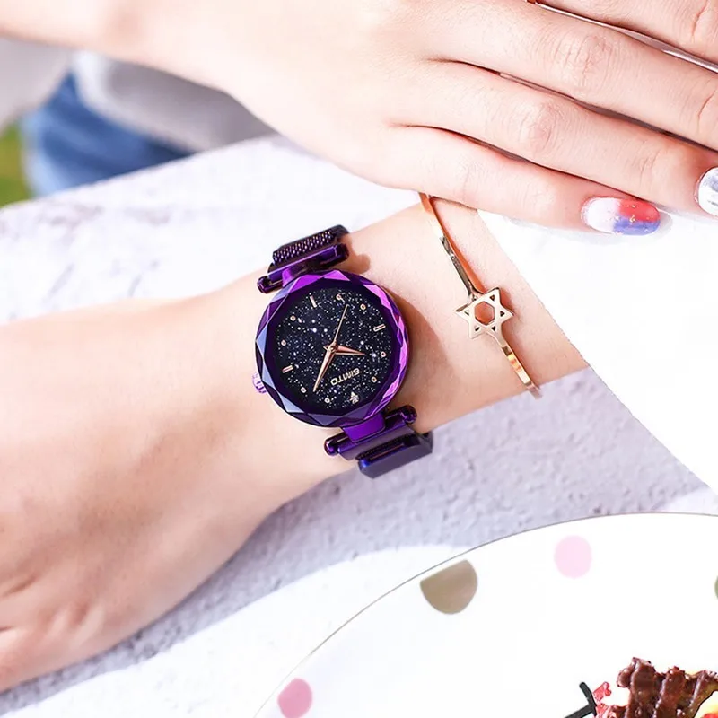 GIMTO Starry Sky Watch Black Rhinestone Diamond Crystal Watch Women Stainless Steel Band Quartz Bracelets For Women Luxury Brand GIMTO Starry Sky Watch Black Rhinestone Diamond Crystal Watch Women Stainless Steel Band Quartz Bracelets For Women Luxury Brand
