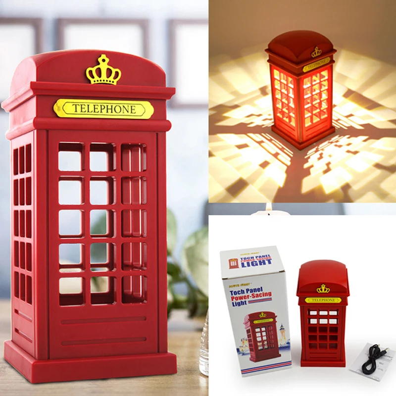 LED Retro London Telephone Booth Night Light Leds Usb ...