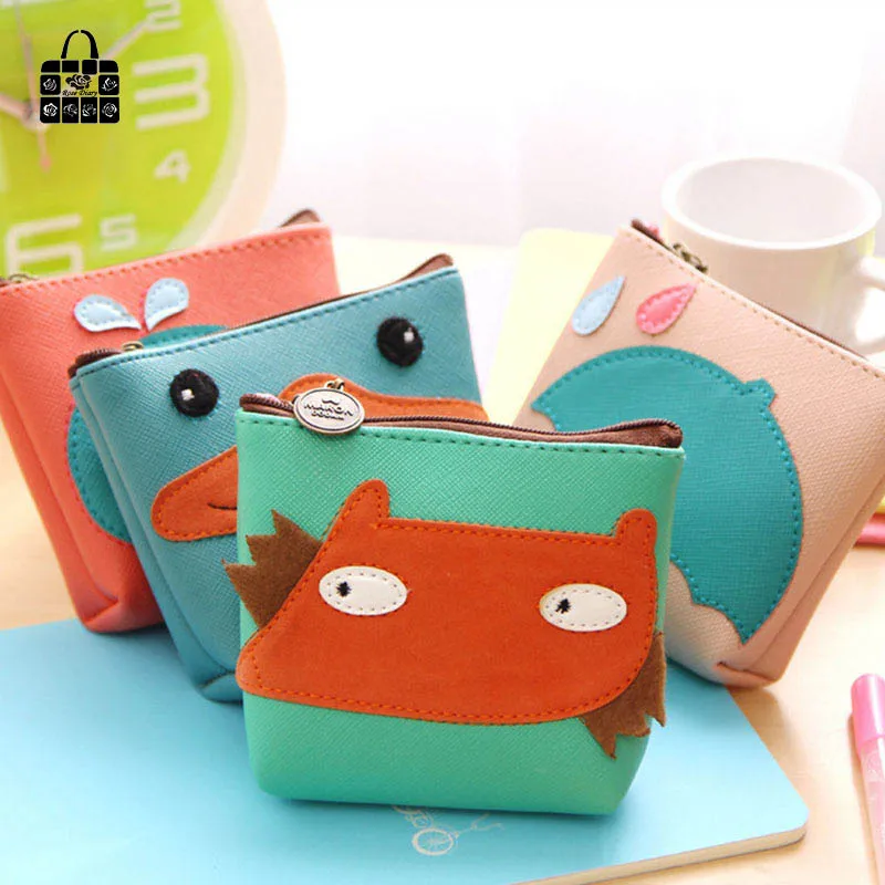 RoseDiary 4 color cute animal leather zipper Kids Wallet Kawaii Bag