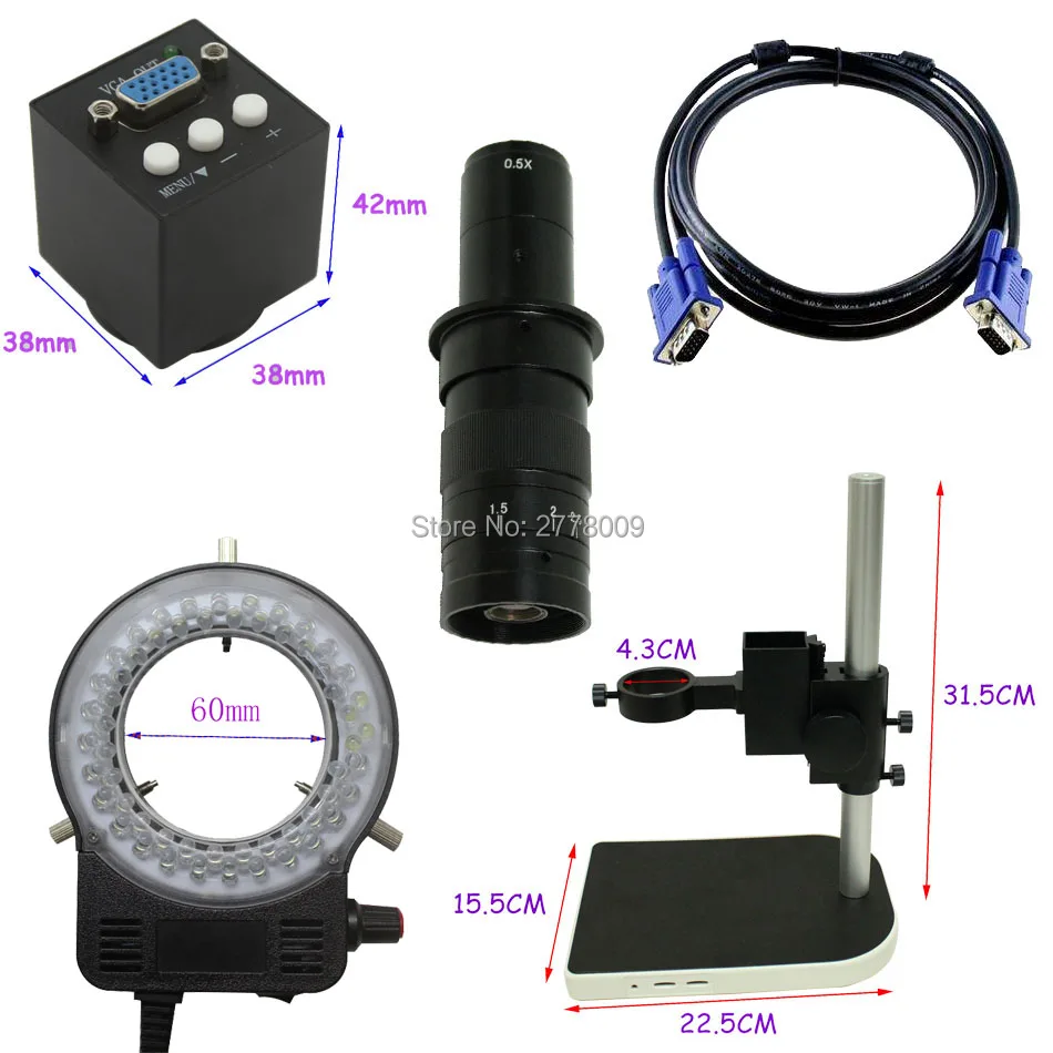 Мини 2.0mp 30fps промышленная видео-микроскоп Камера VGA Выход 10x-180x оптический c-креплением свет регулируемый подъем Кронштейн