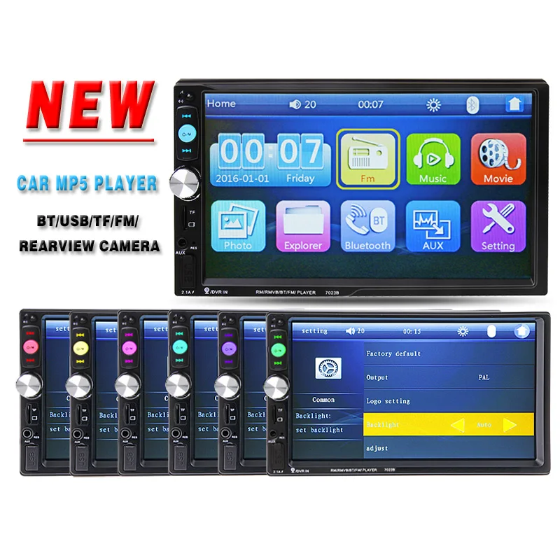  2 Din 7'' HD Touch Screen Car Video Player Bluetooth Stereo Radio FM/MP3/4/MP5/DVD/Audio/USB Auto Electronics In Dash autoradio 