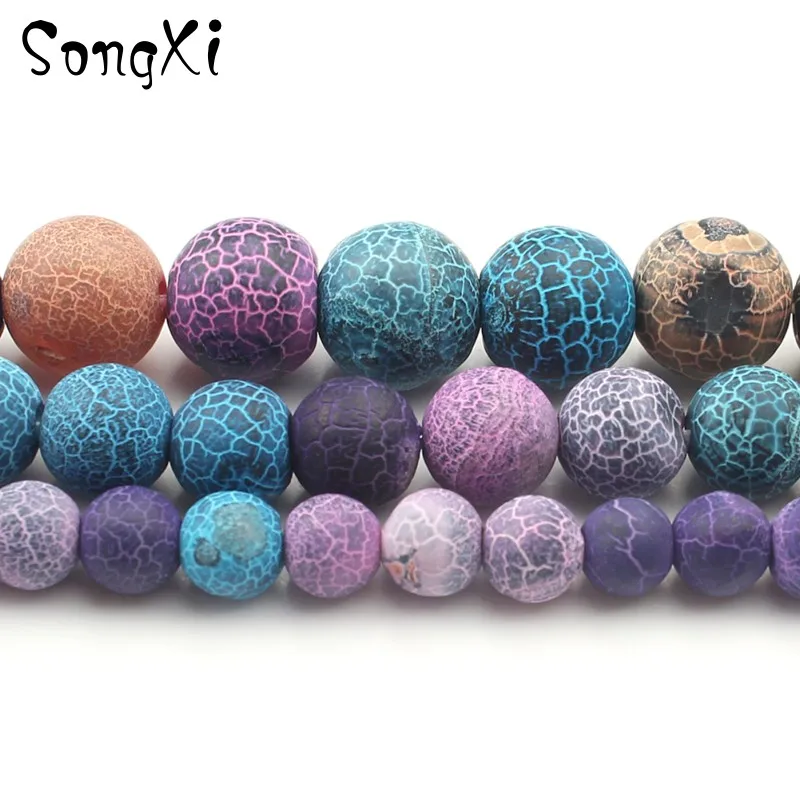 

Natural Colorful Frost Dream Fire Agates Stone 6 8 10mm Round Loose Spacer Beads for Jewelry Making DIY Bracelet Necklace 15''