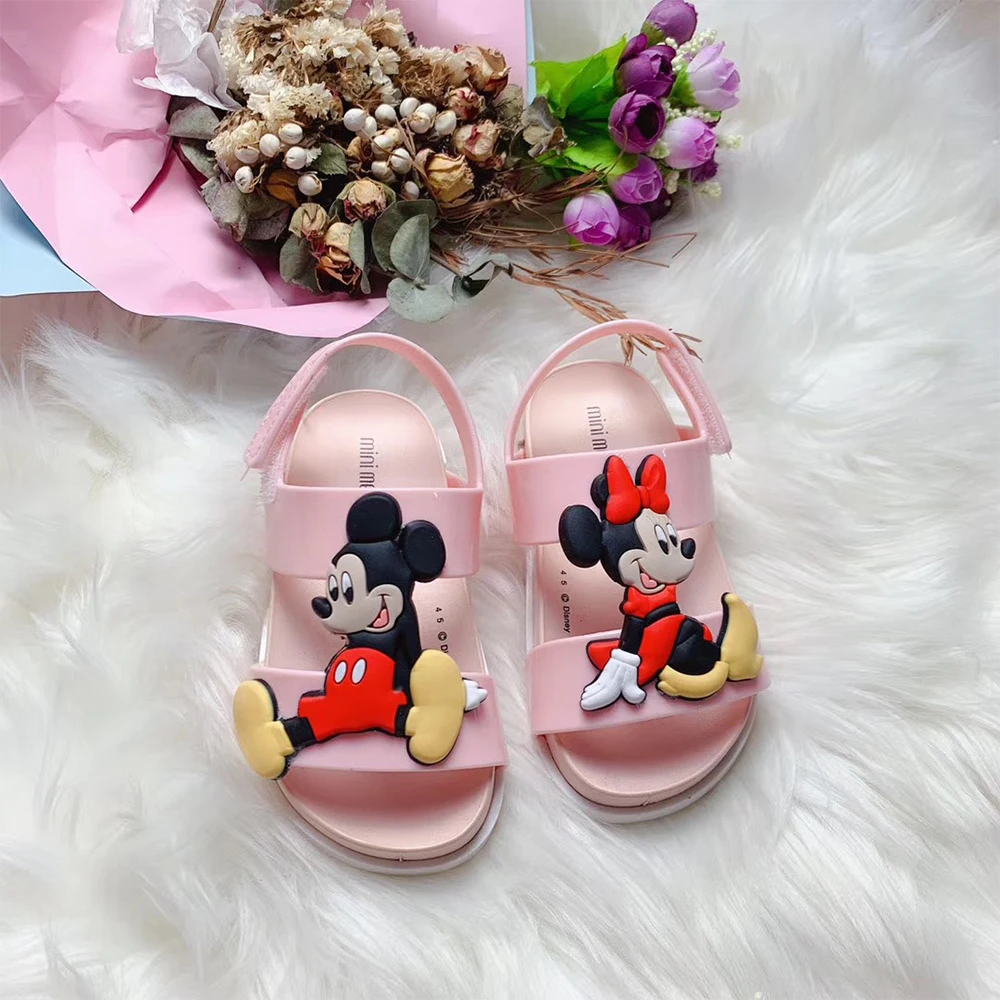 Mini Melissa/брендовые сандалии г. Новые сандалии для девочек с Микки Маусом детская обувь Melissa пляжные сандалии для девочек 13 см-1 см Нескользящие